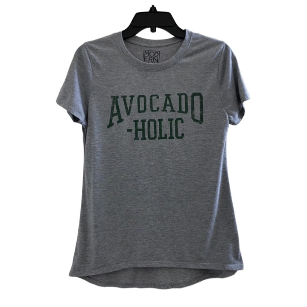 Avocado-holic Womenโs Short Sleeve Gray Shirt Medium
